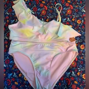 Girls two piece Asym ruffled bikini